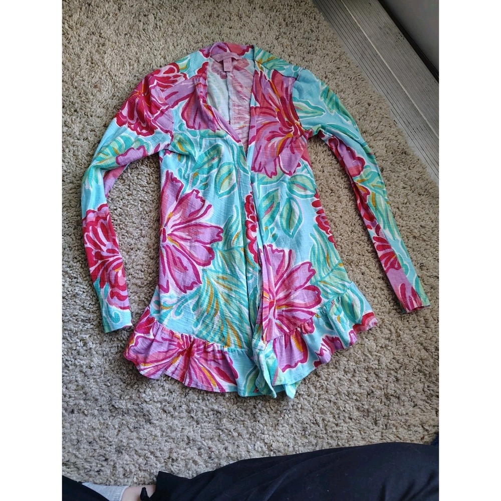 Lilly Pulitzer Little Katia Printed Knit Open Front Cardigan Girls 6-7